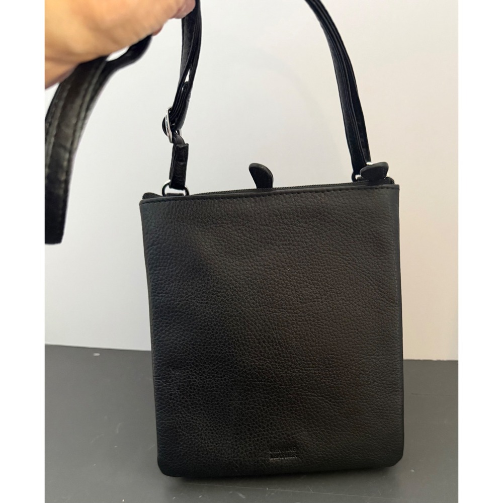 Giani Bernini Softy Core Black Leather Crossbody Silver Hardware Organize Travel - Picture 2 of 11